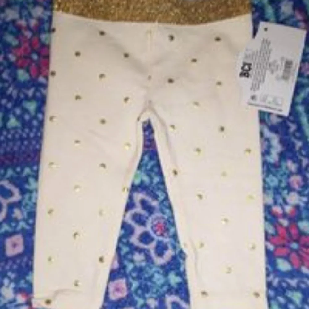 HOLIDAY TIME baby girl leggings cream gold 3-6 month k-212